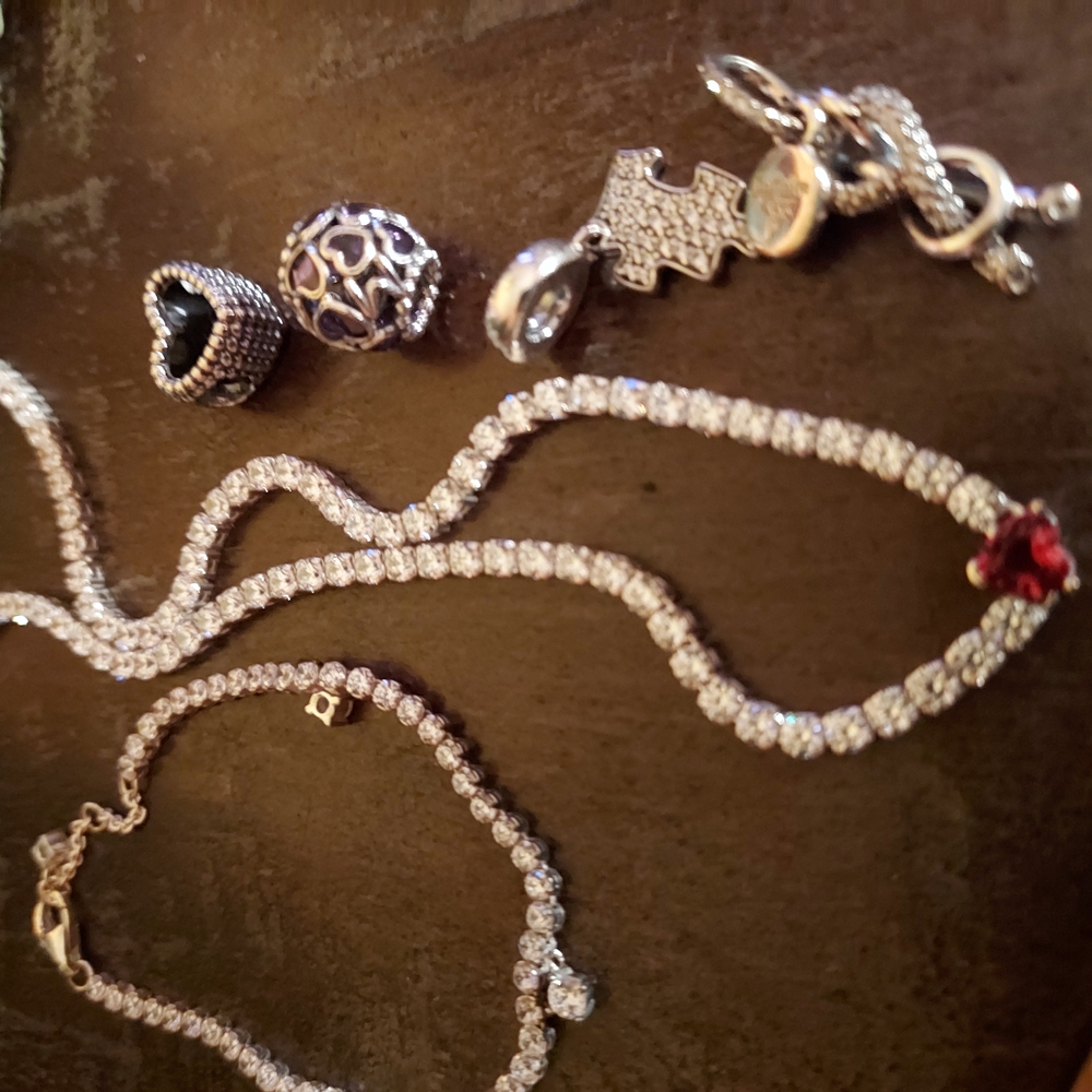 Elegant Silver and Red Jewelry Set